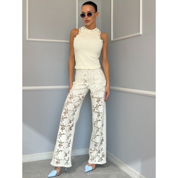 Дамски дънки с дантела Kiaras