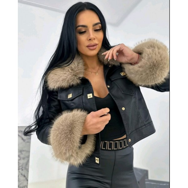 Дамско кожено яке с пух Nalani