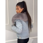 Дамско дънково яке с пух Myla
