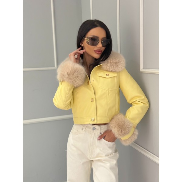 Дамско кожено яке с пух Bridget