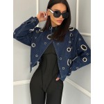 Дълго дънково дамско яке Navy