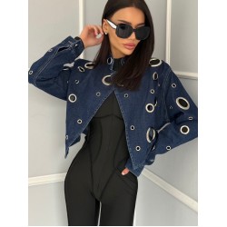 Дълго дънково дамско яке Navy