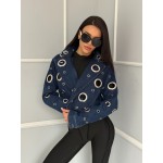 Дълго дънково дамско яке Navy