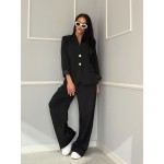 Черен дамски комплект панталон със сако Hanam