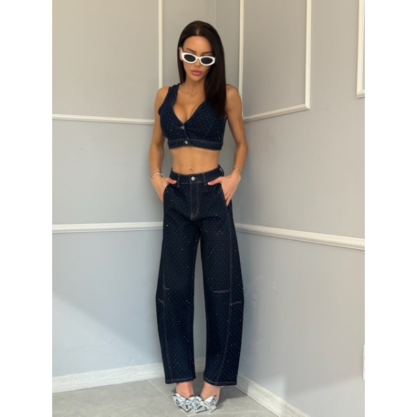 Дамски дънков комплект с камъни Ariyas