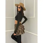 Дамска къса карирана пола с колан Melina