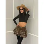 Дамска къса карирана пола с колан Melina