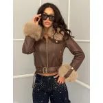 Дамско кожено яке с пух Reina